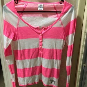 White and pink striped Victoria secret shirt